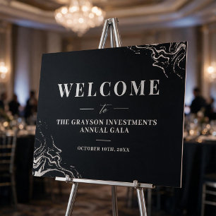 Gala Silver Marble Welcome Sign