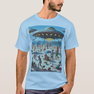 Galactic Beach Getaway Aliens Seaside Vacation T-Shirt