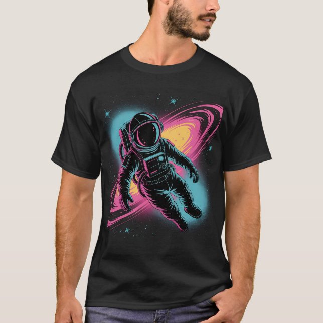 Galactic Bloom – Astronaut Discovering Alien Flora T-Shirt (Front)