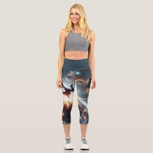 Galactic Breakdance Explosion in Deep Space Capri Leggings