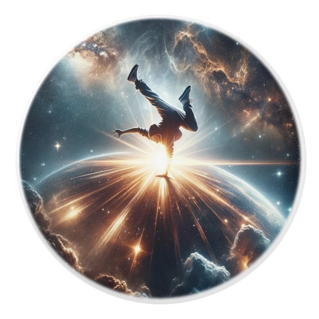 Galactic Breakdance Explosion in Deep Space Ceramic Knob (Front)