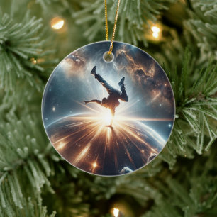 Galactic Breakdance Explosion in Deep Space Ceramic Ornament