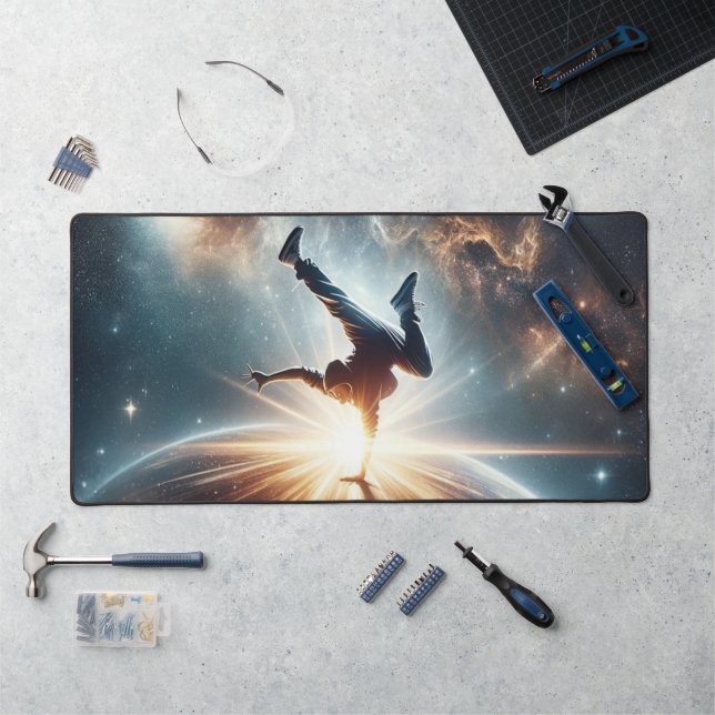 Galactic Breakdance Explosion in Deep Space Desk Mat (Workstation)