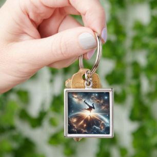 Galactic Breakdance Explosion in Deep Space Keychain