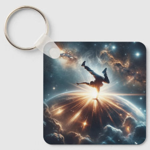 Galactic Breakdance Explosion in Deep Space Keychain