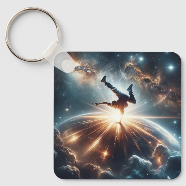 Galactic Breakdance Explosion in Deep Space Keychain (Front)