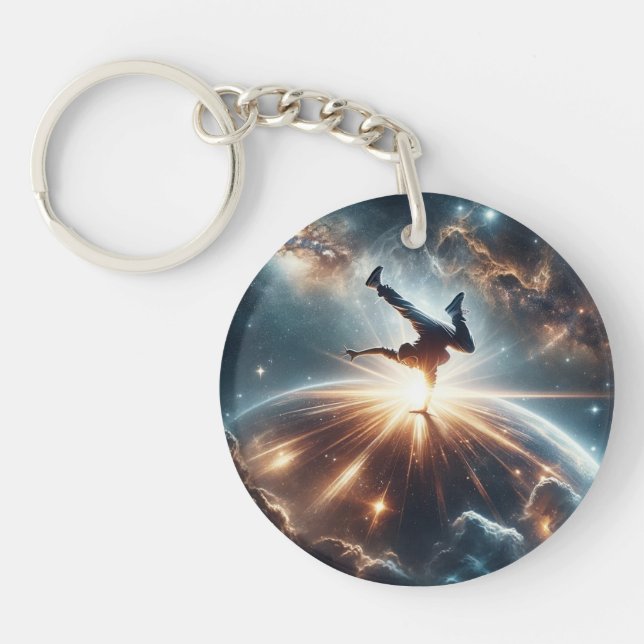 Galactic Breakdance Explosion in Deep Space Keychain (Front)