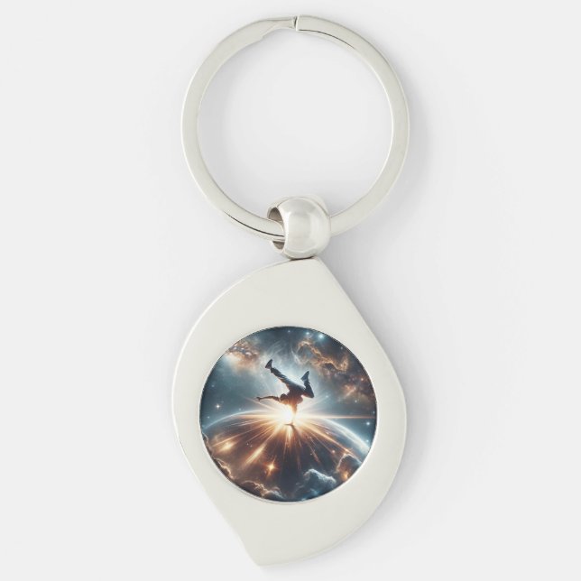 Galactic Breakdance Explosion in Deep Space Keychain (Front)