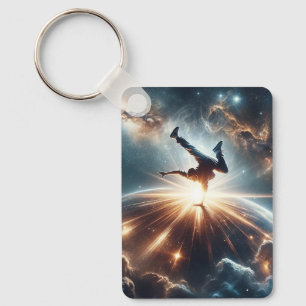 Galactic Breakdance Explosion in Deep Space Keychain