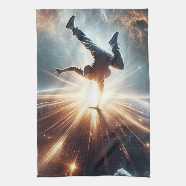 Galactic Breakdance Explosion in Deep Space Kitchen Towel (Vertical)