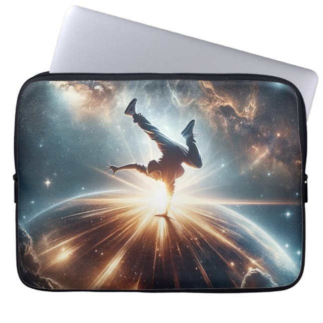 Galactic Breakdance Explosion in Deep Space Laptop Sleeve (Front)