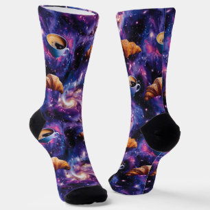 Galactic Breakfast - Coffee & Croissant Space Socks