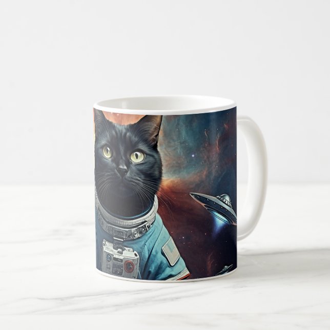 Galactic Cat Astronaut Coffee Mug (Front Right)