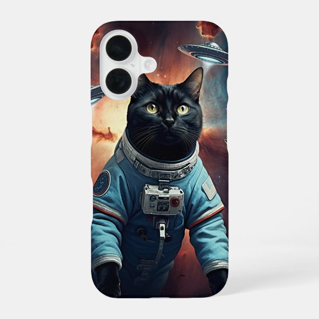 Galactic Cat Astronaut iPhone 16 Case (Back)