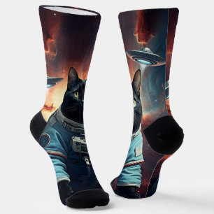 Galactic Cat Astronaut Socks