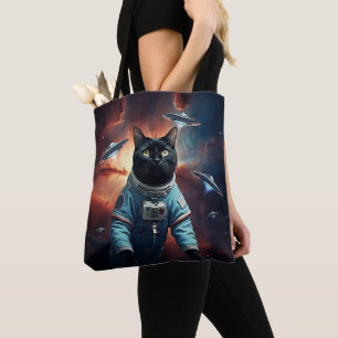 Galactic Cat Astronaut Tote Bag