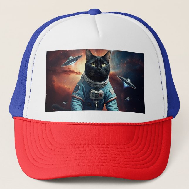 Galactic Cat Astronaut Trucker Hat (Front)