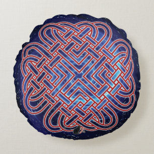 Galactic Celtic Love Knot Round Pillow