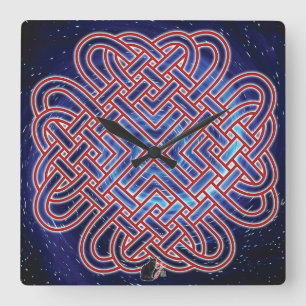 Galactic Celtic Love Knot Square Wall Clock