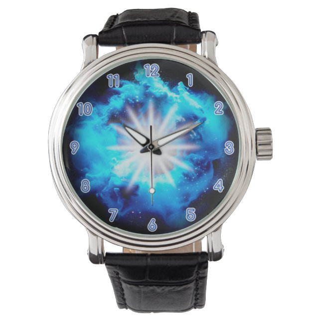 Galactic Cloud Burst Neon Glow Effect Design Watch (Front)