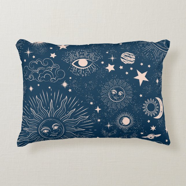 Galactic Constellations: Space Pattern Design Accent Pillow (Front)