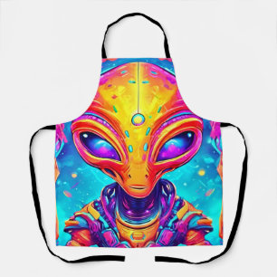 Galactic Cyborg Alien with Neon Glow Apron