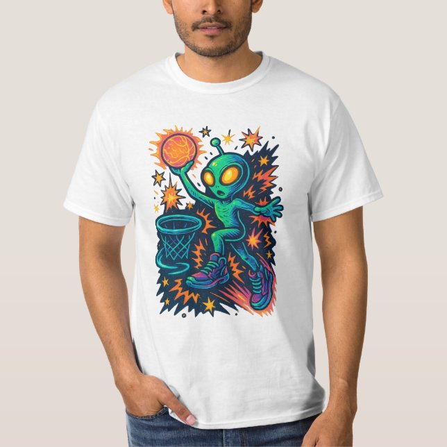 Galactic Dunk: Alien in Kicks! T-Shirt (Front)