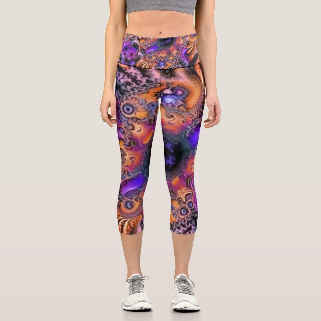 Galactic Fractals Capri Leggings (Front)