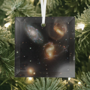 Galactic Galaxy Wreckage of Stephan's Quintet Glass Ornament