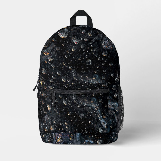 Galactic Gemstone Droplets on a Cosmic Canvas Printed Backpack (Front)