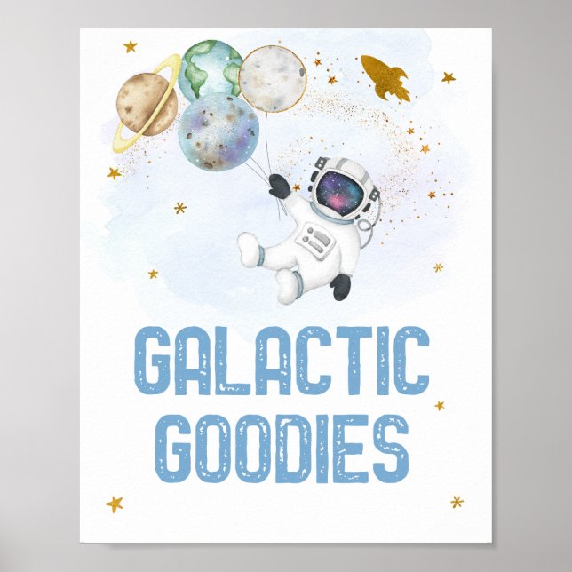 Galactic Goodies Astronaut Outer Space Birthday Poster (Front)