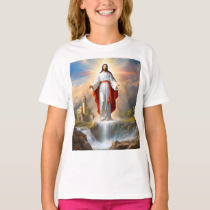 🌌 Galactic Grace: Jesus at the Cosmic Waterfall ✝ T-Shirt