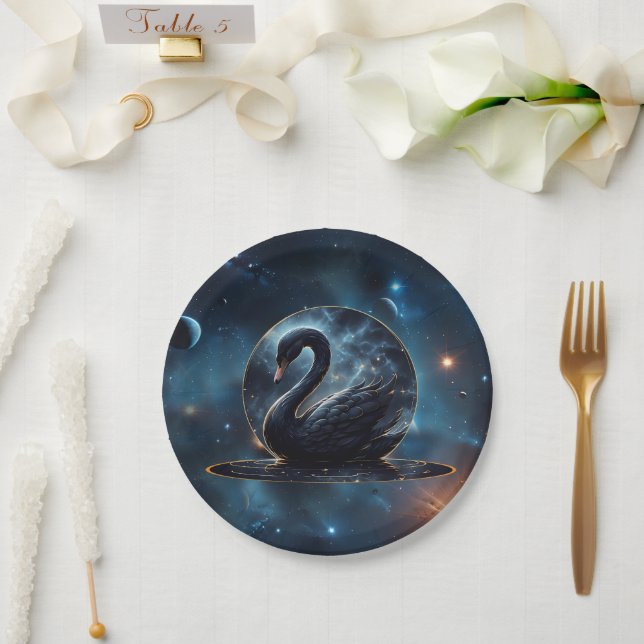 Galactic Grace: The Black Swan.  Paper Plate (Wedding)