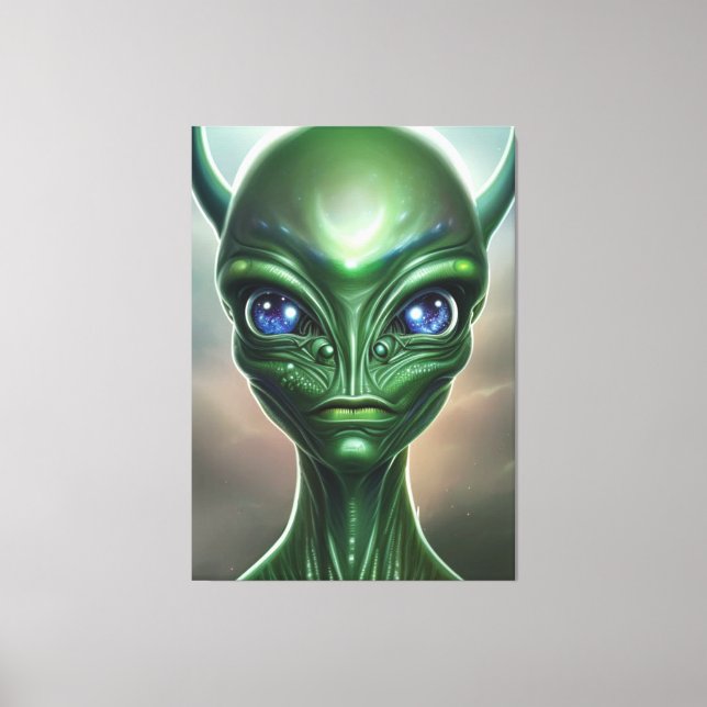 Galactic Green Alien Canvas Print (Front)