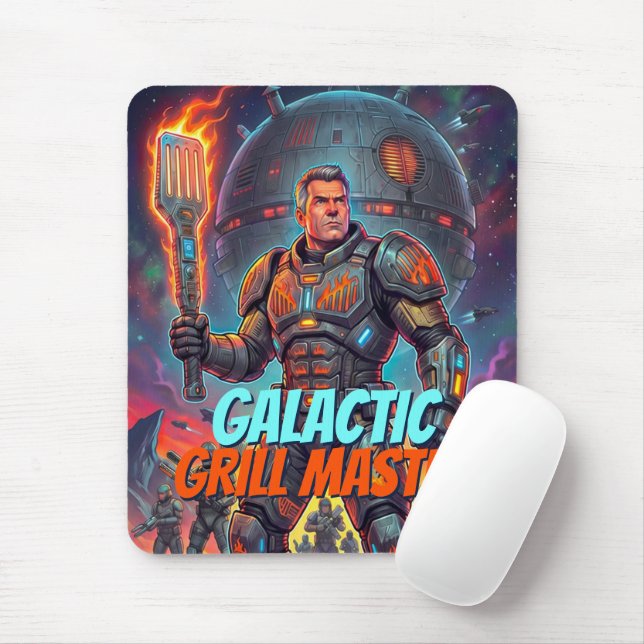 Galactic Grill Master Funny Sci-Fi Pop Art Comic Mouse Pad (With Mouse)