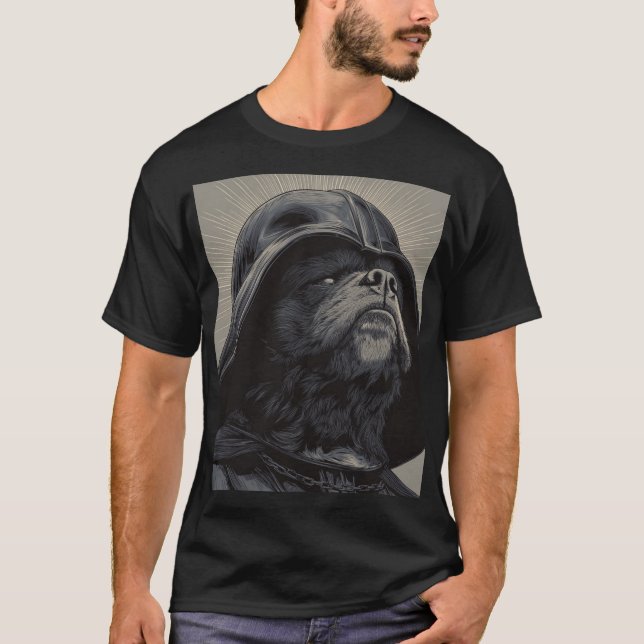 Galactic Helm Dog – Dramatic Sci-Fi Portrait T-Shirt (Front)