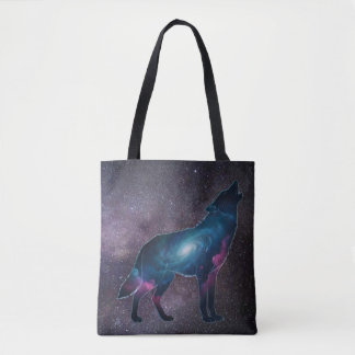 Galactic Howling Wolf Silhouett Tote Bag