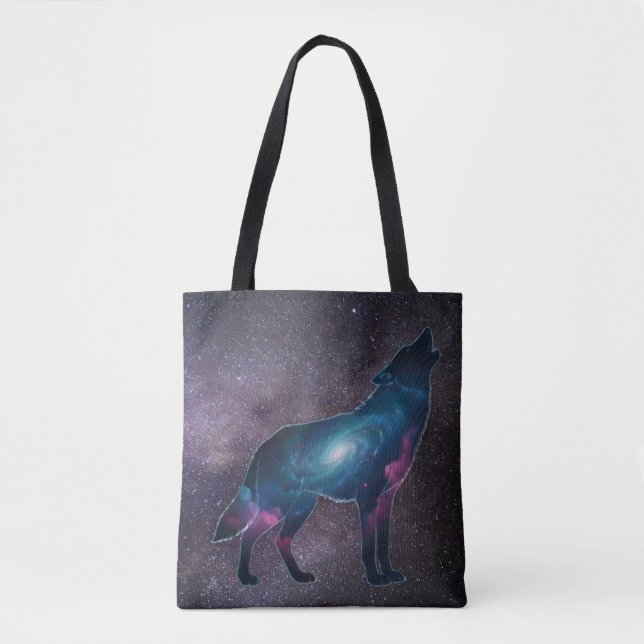 Galactic Howling Wolf Silhouett Tote Bag (Front)
