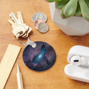 Galactic Howling Wolf Silhouette Keychain
