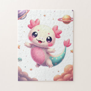 Galactic Kawaii Axolotl Space Fantasy Cute Animal  Jigsaw Puzzle