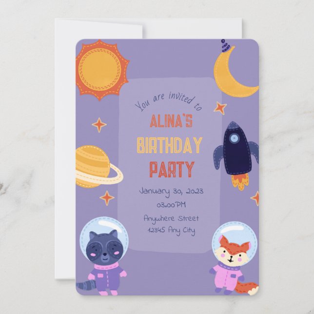 Galactic kid birthday Invitation (Front)