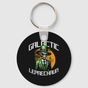 Galactic Leprechaun Saint Patricks Day Alien Adven Keychain