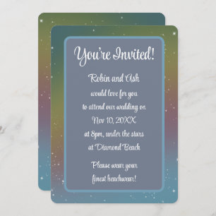 Galactic Muted Rainbow Wedding Invitation