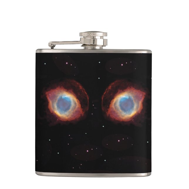 Galactic Nebula Eyes Vinyl Wrapped Flask (Front)