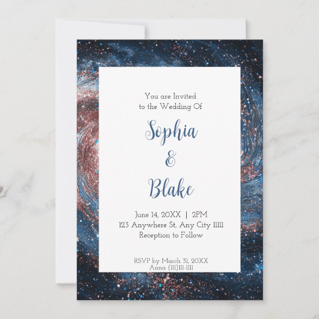 Galactic Nebula Wedding Invitation (Front)