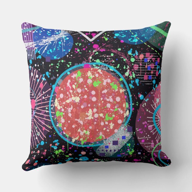Galactic Neighborhood: Abstract Art  Postcard Throw Pillow (Back)