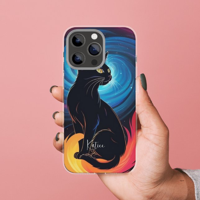 Galactic Neon Cat Mystical Cosmic Glow Case-Mate Case-Mate iPhone Case (Creator Uploaded)