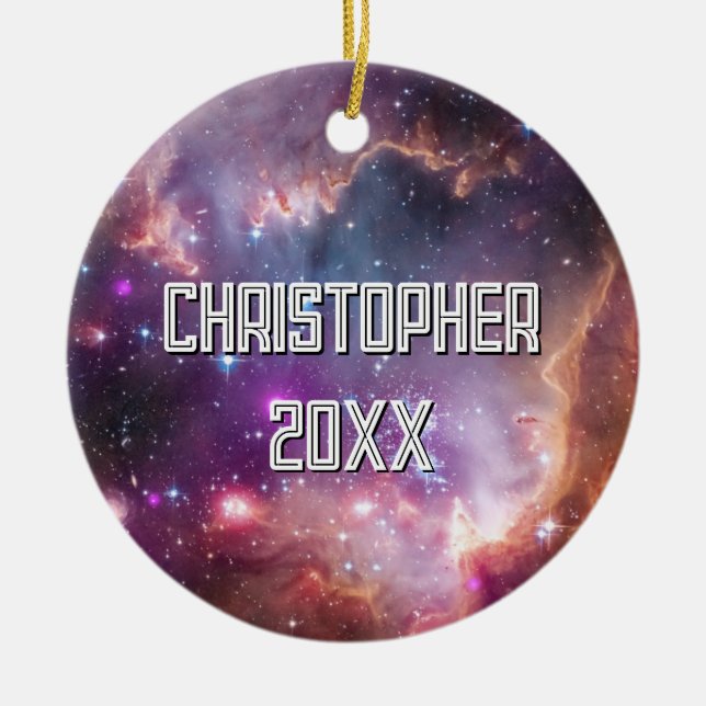 Galactic Outer Space Purple Ceramic Ornament (Front)