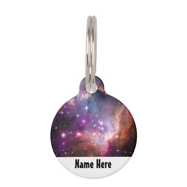 Galactic Outer Space Purple Nebulae Pet Tag (Front)