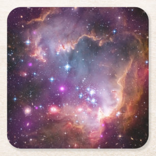 Galactic Outer Space Purple Nebulae Square Paper Coaster